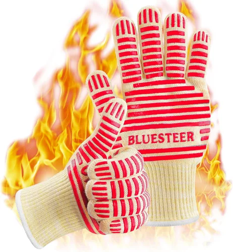 Guantes para horno, resistentes al calor 540 grados Fahrenheit, guantes de parrilla, manipulador de superficies calientes, guantes de horno de