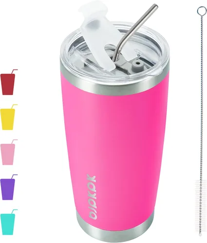Miniatura 46 de BJPKPK - Vaso de 30 onzas con tapa y pajilla, de acero inoxidable con aislamiento de doble pared al vacío, color azul marino A-Azul Marino-30oz