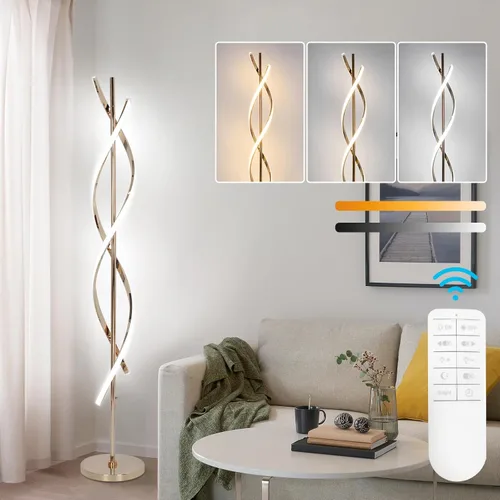 Miniatura 10 de Lámpara de pie LED moderna para sala de estar, 40 W, 3 colores, regulable y brillante que cambia de color, lámpara de pie brillante de 60 pulgadas