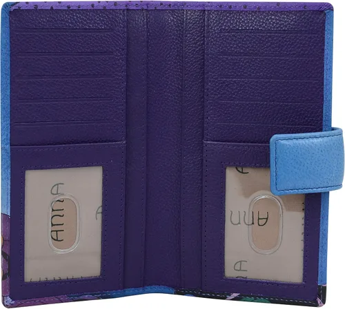 Miniatura 3 de Anna by Anuschka Cartera de dos pliegues de piel auténtica pintada a mano para mujer