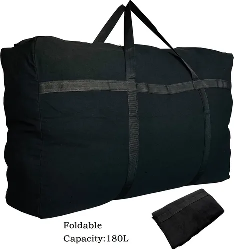 Miniatura 21 de Bolsa de lona de almacenamiento extra grande para viajes, bolsa de lona de viaje gigante de gran tamaño negra