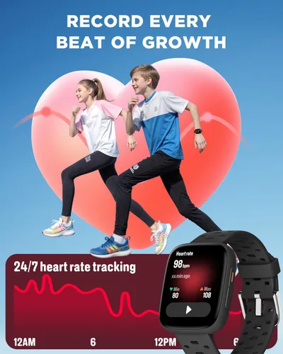 Miniatura 5 de Reloj para niños BIGGERFIVE sin necesidad de teléfono, reloj inteligente de fitness de 1.8" Amoled con podómetro, frecuencia cardíaca, rastreador