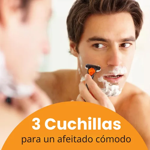 Miniatura 5 de Maquinilla de afeitar recargable BIC Comfort 3 de tres hojas para hombre, maquinilla de afeitar para piel sensible para un afeitado cómodo, 1 mango