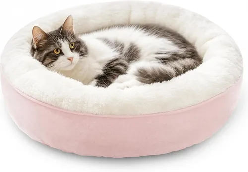 Miniatura 31 de Love's cabin Cama redonda acolchada para gatos y perros, cama para mascotas de 20 pulgadas para gatos o perros pequeños, parte inferior Violeta