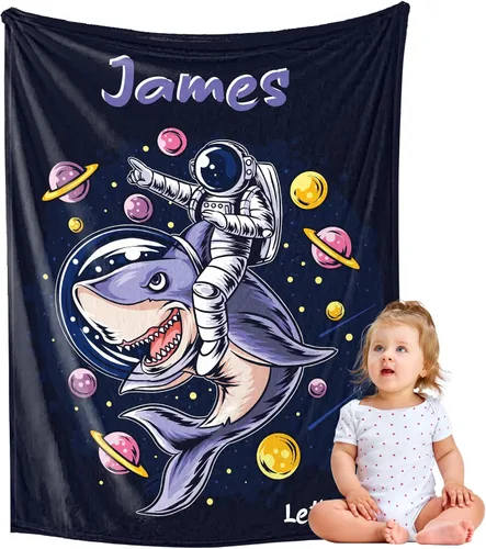 Miniatura 18 de YESCUSTOM Manta de dinosaurio para niños y niñas, manta personalizada de vellón con nombre para decoración de dormitorio de niños, sofá, coches