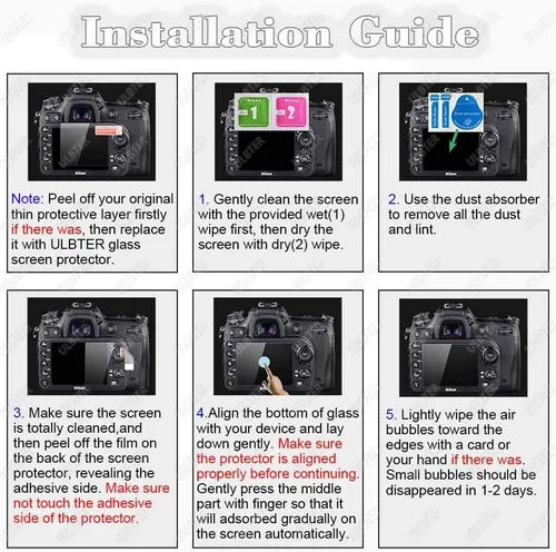 Miniatura 7 de ULBTER - Protector de pantalla para Nikon D750 D780 y pantalla superior [2+2 paquetes], protector de pantalla de vidrio templado de 0.012 in, dureza