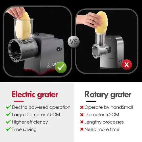 Miniatura 5 de Rallador eléctrico de queso, rallador eléctrico de 250 W para bloque de queso con 7 cuchillas diferentes, triturador eléctrico de queso, máquina