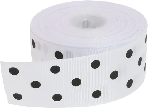Miniatura 20 de Cinta de grogrén de lunares de 25 yardas cada rollo 100% poliéster (1 pulgada, beige)