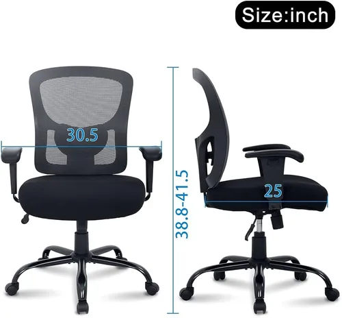 Miniatura 2 de Silla de oficina grande y alta, silla de computadora resistente de 400 libras con soporte lumbar, sillas ergonómicas de malla giratoria de respaldo