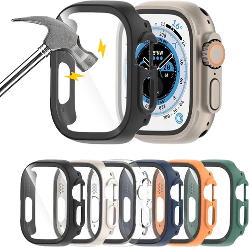 Miniatura 9 de Juego de 6 fundas para Apple Watch 40 mm SE 2 (2024) Series 6, Series 5, Series 4 con protector de pantalla de vidrio templado, funda protectora