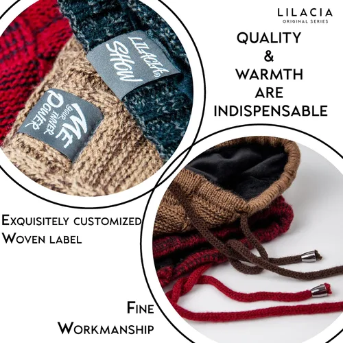 Miniatura 5 de Lilacia Gorro de invierno mejorado con diseño de cola de caballo cálida, gorro de calavera, barba, para bufandas, máscara, talla única