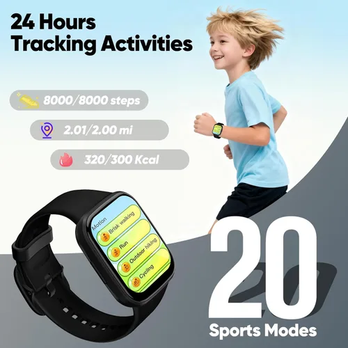 Miniatura 4 de Reloj inteligente para niños, no necesita aplicación/teléfono, pantalla táctil HD, rastreador de actividad física con frecuencia cardíaca, monitor