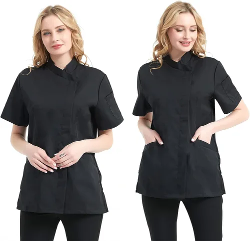 Miniatura 3 de TOPTIE Chaqueta de chef de manga corta para mujer