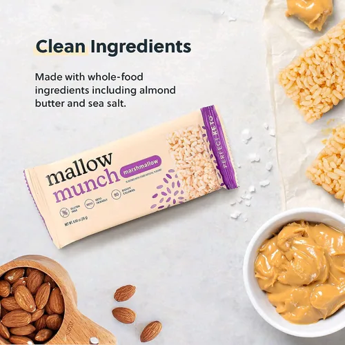 Miniatura 5 de Perfect Keto Munch de malva sin gluten, barras de cereales, barra de desayuno, sin arroz, bajo en azúcar, bajo en carbohidratos, crujiente