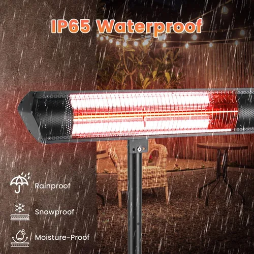 Miniatura 6 de Calentador eléctrico para patio al aire libre, calentador infrarrojo de 1500 W con control remoto, 3 niveles de calefacción, altura ajustable