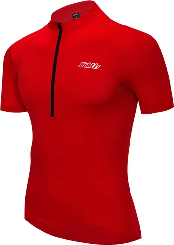Camiseta de ciclismo de manga corta para hombre, camiseta de ciclismo MTB con media cremallera frontal y 3 bolsillos posteriores