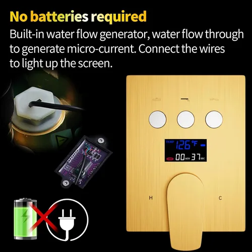 Miniatura 5 de Accesorios de ducha de oro cepillado Tub AYIVG Juego de grifo de ducha combinado montado en el techo con cabezal de ducha de 12 pulgadas y boquilla
