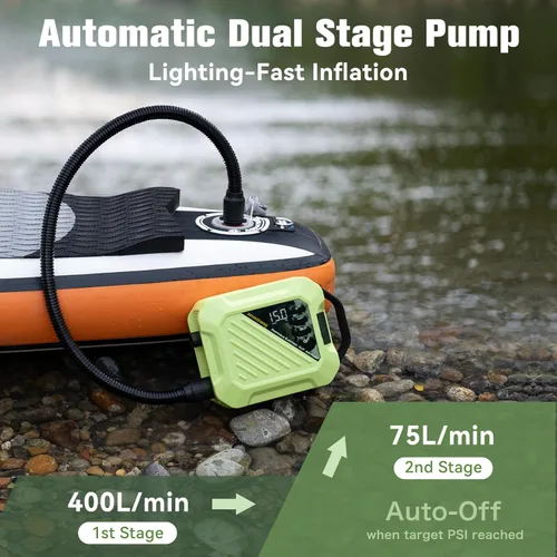 Miniatura 11 de Paddle Board Electric Pump 20PSI High Pressure Rechargeable SUP Air Pump, Intelligent Dual Stage Inflation & Deflation,Auto-Off for Stand Up Paddle