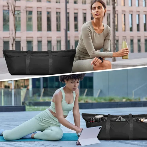 Miniatura 5 de Bolsa grande para esterilla de yoga con compartimento para zapatos y bolsillo impermeable, bolsa de gimnasio para pilates con soporte para esterilla