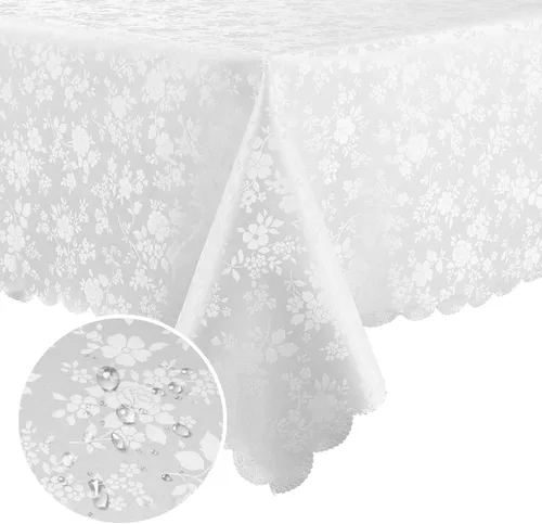 Miniatura 14 de Smiry Mantel cuadrado, mantel de vinilo resistente al agua, lavable, para cocina y comedor (azul bebé, 54 x 54 pulgadas)