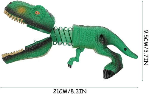 Miniatura 7 de Juguete agarrador de dinosaurios para niños, mordedores de mano de dinosaurio con pequeñas figuras de dinosaurios con resorte, juguete de marionetas