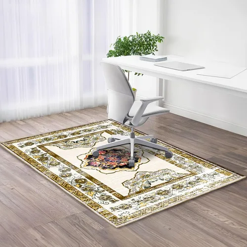 Miniatura 8 de Tapete para silla de oficina para suelo de madera, tapete vintage bohemio para silla rodante para computadora, con respaldo antideslizante, tapete