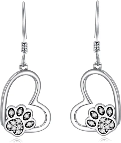 Miniatura 53 de POPKIMI Bonitos aretes colgantes de animales, joyería de animales, regalos de cumpleaños y Navidad para mujeres, aretes de ópalo de cristal de plata