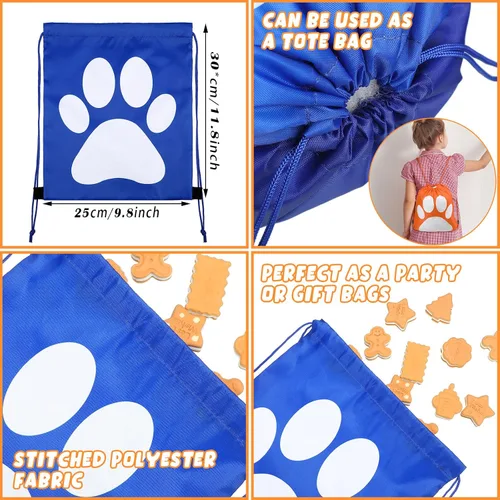 Miniatura 3 de Shappy 24 mochilas con cordón y estampado de patas, bolsa con cordón para cachorros, bolsas reutilizables a granel para regalo de dulces