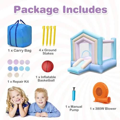 Miniatura 7 de BOUNTECH Casa inflable de rebote, casa inflable de algodón de ensueño para niños de 5 a 12 años, para interiores y exteriores, familia con soplador