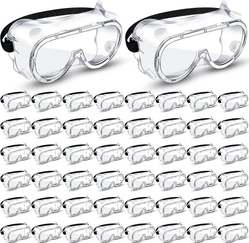 Macarrie 50 gafas de seguridad antivaho a granel anti arañazos gafas de laboratorio para hombres mujeres enfermeras química médica trabajo