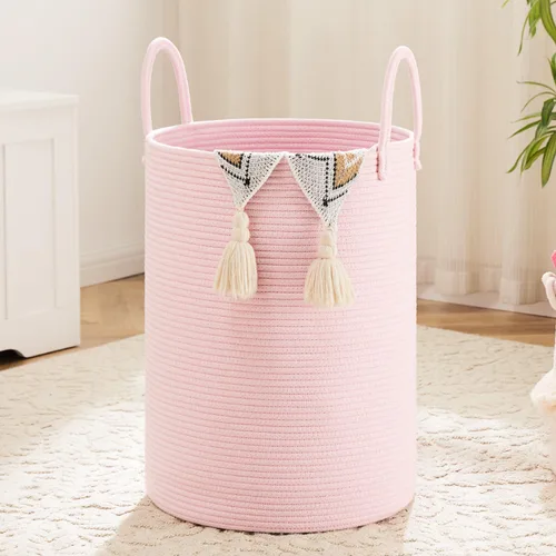 Miniatura 18 de Artfeel - Cesto para la ropa sucia de cuerda de algodón tejida, para guardar ropa sucia, juguetes y mantas en el baño, la habitación del bebé