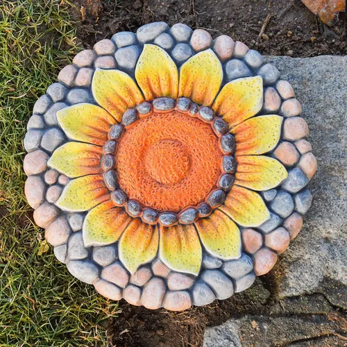 Piedras decorativas de girasol para jardín al aire libre – Adoquines para sendero exterior, piedras de jardín, piedras decorativas para jardín al