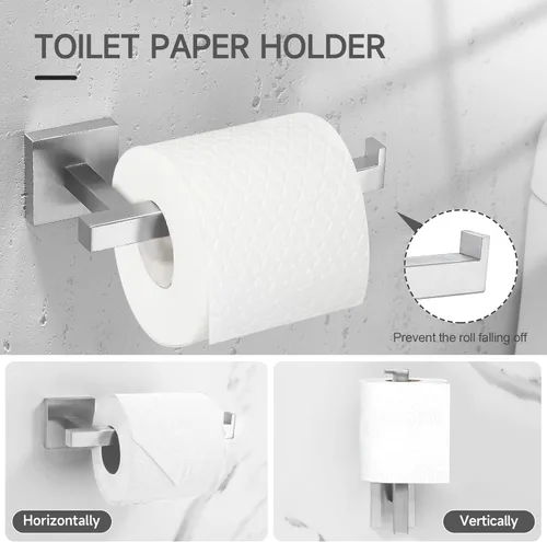 Miniatura 3 de TQKAG Juego de 5 piezas de accesorios de baño de níquel cepillado clásico montado en la pared de acero inoxidable SUS304 juego de accesorios de baño