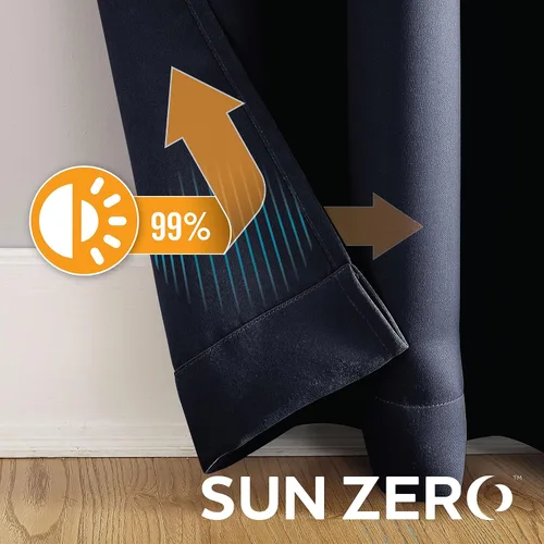 Miniatura 4 de Sun Zero Soho - Juego de 2 paneles de cortinas opacas de eficiencia energética con ojales, 54 x 84 pulgadas, color azul marino