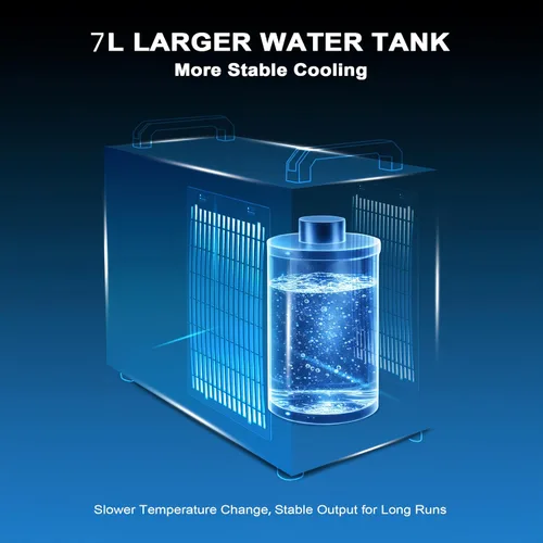 Miniatura 6 de S&A Enfriador de agua industrial CW-5200DH 7L, 0.9HP, 3.43gpm, 5699 BTU/h, para sistemas de grabado láser y corte de CO2 de 60W a 150W