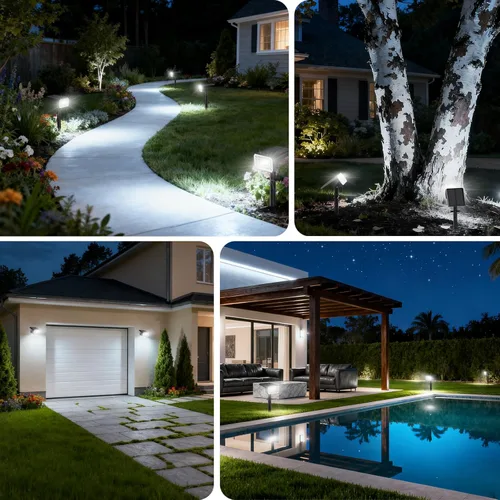 Miniatura 6 de Focos solares para exteriores, impermeables, IP65, [8 paquetes/100 LED/4 modos] 2 en 1, focos solares de paisaje, encendido/apagado automático