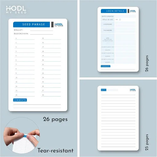 Miniatura 5 de Seedbook de Hodl My Seed - La forma más segura y conveniente de almacenar sus frases de semillas de recuperación criptográfica. Bloquee
