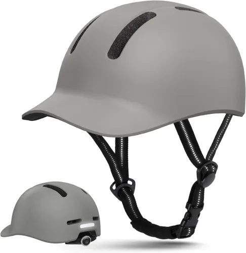 Miniatura 9 de Shinmax Casco de bicicleta – Casco de ciclismo ligero ajustable estilo gorra de béisbol con visera larga, tira reflectante, para viajes urbanos