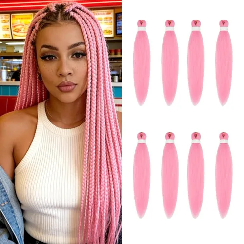 Miniatura 15 de 8 paquetes de extensiones preestiradas - 16 pulgadas de cabello trenzado premium, 55G/paquete, sin picazón, fijación en agua caliente, textura Perm