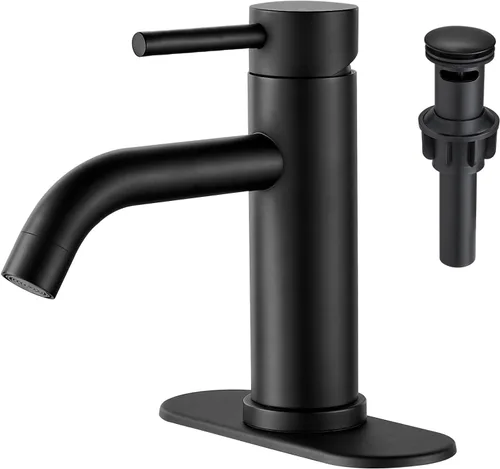 Miniatura 9 de GENBONS Grifos de Baño, Grifo de Fregadero de Baño de Un Solo Agujero Níquel Cepillado, Grifo Moderno de Fregadero de Tocador de Una Sola Manija, 1