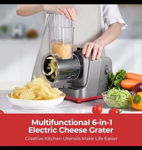 Miniatura 2 de Rallador eléctrico de queso 5 en 1 - Cortadora y trituradora eléctrica multifunción para queso, verduras, nueces y más - Potente motor de 150 W