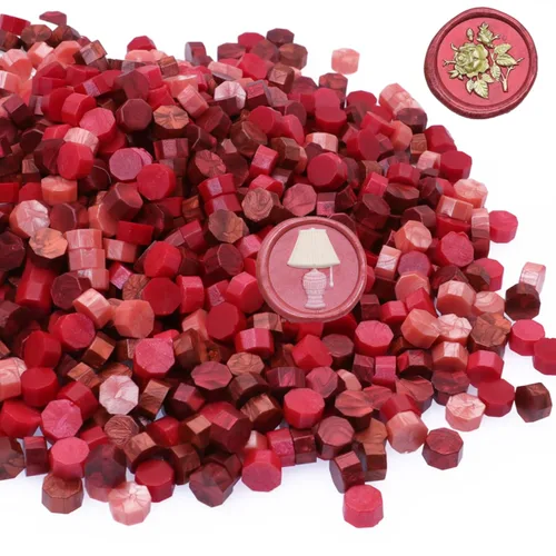 600 cuentas de sellado de cera, cuentas de cera de sellado rojo para sello de cera, juego de cuentas de cera rosa con 6 colores perfectos para