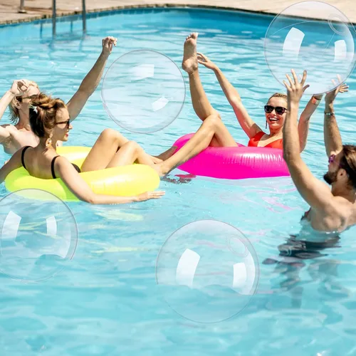 Miniatura 6 de Hungdao 12 Piezas Pelotas de Playa Inflables Transparentes al Por Mayor de 16 Pulgadas Pelota de Ornamento de Caldero Burbujeante Transparente