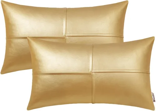 Miniatura 22 de BRAWARM Fundas de almohada de tiro de cuero sintético de 18 x 18 pulgadas, fundas de almohada de cuero marrón foca paquete de 2, almohadas Sello