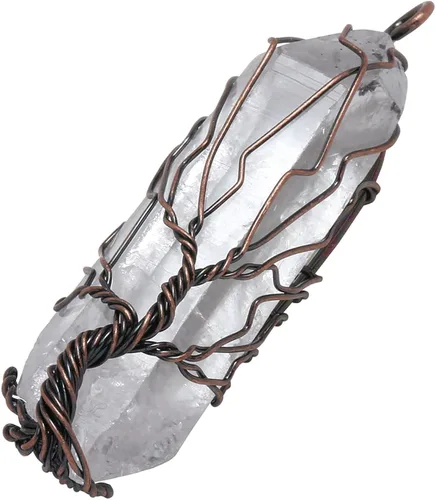 Miniatura 4 de VadiForest Natural Healing Crystal Stone Tree of Life Wire Wrapped Pendant Necklace Reiki Gemstone Quartz Wand Heart Necklace Women Girl Jewelry for