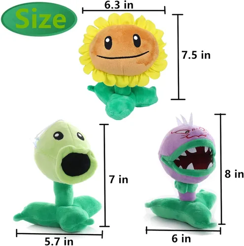 Miniatura 4 de JHESAO 6 piezas de plantas y zombis PVZ - Juego de plantas de peluche de juguete Peashooter Purple Gray Conehead Zombi, 1 2 muñecos de peluche