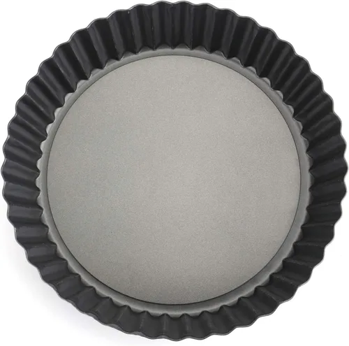 Miniatura 3 de Tosnail Sartén para tartas profundas, sartén para quiche de 9.5 x 2 pulgadas con fondo suelto extraíble, bandeja para hornear acanalada