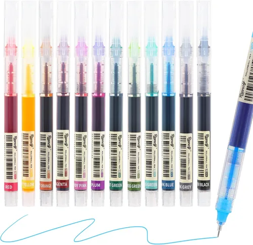 Miniatura 10 de USUAL 24 unidades de bolígrafos de tinta de gel, bolígrafos de tinta líquida, bolígrafos multicolor de 0.5 mm de punta fina, bolígrafos de escritura