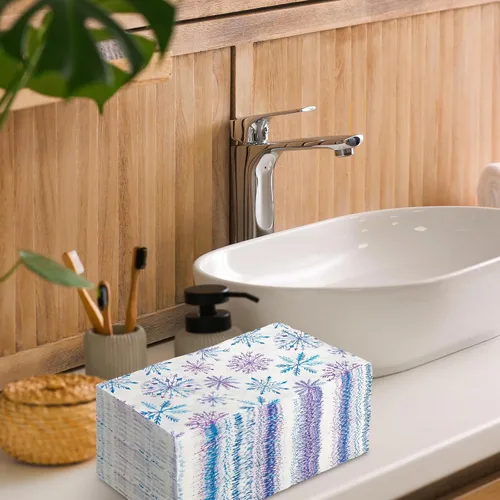 Miniatura 6 de 80 servilletas de Navidad con copos de nieve desechables de papel de copos de nieve azules y morados, servilletas decorativas de Navidad
