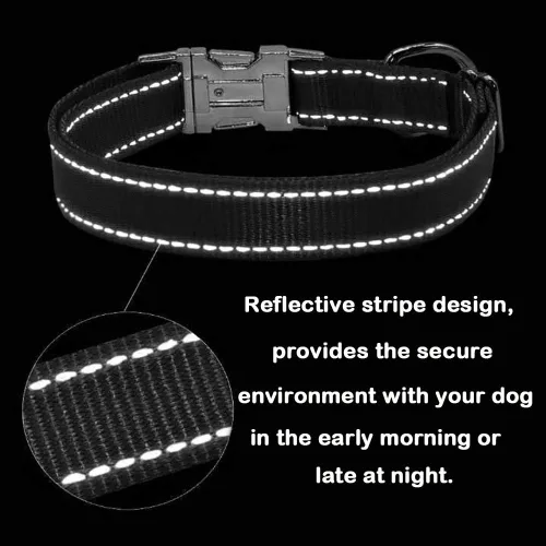Miniatura 6 de Love Dream Collar reflectante para perro con hebilla de metal, collar de nailon ajustable de seguridad con hebilla de liberación rápida resistente